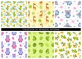 Set of childrens seamless patterns. Royalty Free Stock Photo