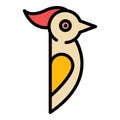 Zoo woodpecker icon color outline vector