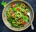 Raw zucchini noodles or zoodles Royalty Free Stock Photo