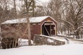 Zook`s Mill Red Covered Bridge after a Snowstorm Royalty Free Stock Photo