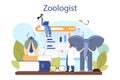 Zoologist concept. Scientist exploring and studying fauna. Wild animal Royalty Free Stock Photo