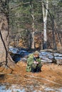 Zoologist in taiga 13 Royalty Free Stock Photo