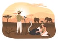 Zoologists in Africa vector concept Royalty Free Stock Photo