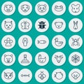 Zoology Icons Set. Collection Of Fish, Night Fowl, Baboon And Other Elements. Also Includes Symbols Such As Mice, Monkey