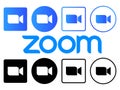 Set of Zoom app logo vector illustration. blue and black color designs