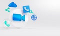 Zoom Acrylic Glass Logo and Cloud Call Icons Copy Space 3D