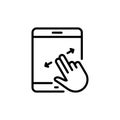Zoom Action on Device Display Line Icon. Swipe on Tablet Linear Pictogram. Scroll Up in Digital Electronic Move Gesture