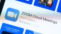 Zoom app page in the App Store on Apple iPhone screen Royalty Free Stock Photo