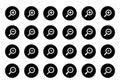 Zoom button icon vector set collection. Magnifying glass sign symbol in black circle Royalty Free Stock Photo