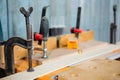 Zoom of carpenters tools Royalty Free Stock Photo