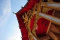 Close up front of buddha church in thailand