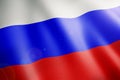 Flag of russia waving in the wind in front of blue background Royalty Free Stock Photo