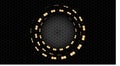 Zoom glowing black carbon fiber background with glowing circle