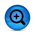 Zoom in icon on classy splash blue round button illustration Royalty Free Stock Photo