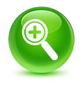 Zoom in icon glassy green round button Royalty Free Stock Photo