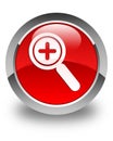 Zoom in icon glossy red round button Royalty Free Stock Photo