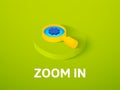 Zoom in isometric icon, isolated on color background Royalty Free Stock Photo