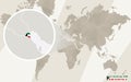 Zoom on Kuwait Map and Flag. World Map