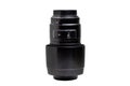 Zoom lens with a lens hood for the camera on a white background Royalty Free Stock Photo