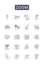 Zoom line vector icons and signs. Meeting, Conference, Video, Chat, Connect, App, Webinar, Online outline vector Royalty Free Stock Photo