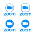 Zoom logo. Application for video communications with cloud platform for video and audio conferencing, chat, and webinars Royalty Free Stock Photo
