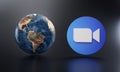 Zoom Logo Beside Earth 3D Rendering. Top Apps Concept