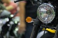 Zoom motorcycle headlight in Car show event