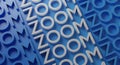 Zoom Multiple Typography on Blue Wall 3D Rendering