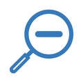 Zoom out blue icon, minimize, vector graphics