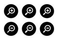 Zoom in out button icon vector in black circle Royalty Free Stock Photo