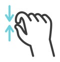 Zoom out gesture. Hand on touch screen icon