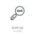 Zoom out icon. Thin linear zoom out outline icon isolated on white background from user interface collection. Line vector sign, Royalty Free Stock Photo