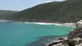 Zoom out from the sea to coast and blowholes in Albany, Western Australia