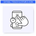 Zoom out vertical hand gesture line icon. Editable