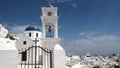 Zoom in shot of the church of Anastasi in Imerovigli on The Island of Santorini