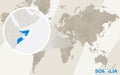 Zoom on Somalia Map and Flag. World Map Royalty Free Stock Photo