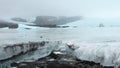 Zoom in view Fjallsjokull glacier in overcast day in Iceland. The wonderful glacier lagoon of FjallsÃÂ¡rlÃÂ³n in Iceland