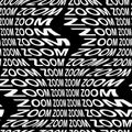 ZOOM word warped, distorted, repeated, and arranged into seamless pattern background