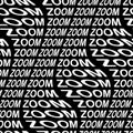 ZOOM word warped, distorted, repeated, and arranged into seamless pattern background