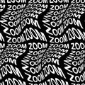 ZOOM word warped, distorted, repeated, and arranged into seamless pattern background