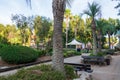 The Zoomarine park with the palm trees and benches Royalty Free Stock Photo