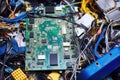 zoomed in electronic garbage about to be recycled