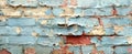 Zoomed-in image of painted brick, focusing on the peeling paint and underlying texture for a distressed effect