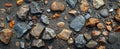 Zoomed-in photograph of concrete with aggregate, focusing on the stones and materials mixed in for a textured effect Royalty Free Stock Photo