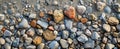 Zoomed-in photograph of concrete with aggregate, focusing on the stones and materials mixed in for a textured effect Royalty Free Stock Photo