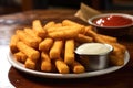 zoomed shot: mozzarella sticks cheese pull