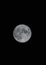 Zoomed in view of the moon. Common photo taken by amateur photographers with basic tele photo lenses