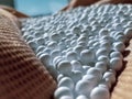 Zoomed white expanded polystyrene pellets Royalty Free Stock Photo