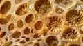 Zoomedin photograph of a plant pollen grain displaying its intricate structures and the distinct imprints on its surface