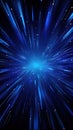 Zooming brilliance: Light blue lights shoot out on a dark blue background Royalty Free Stock Photo